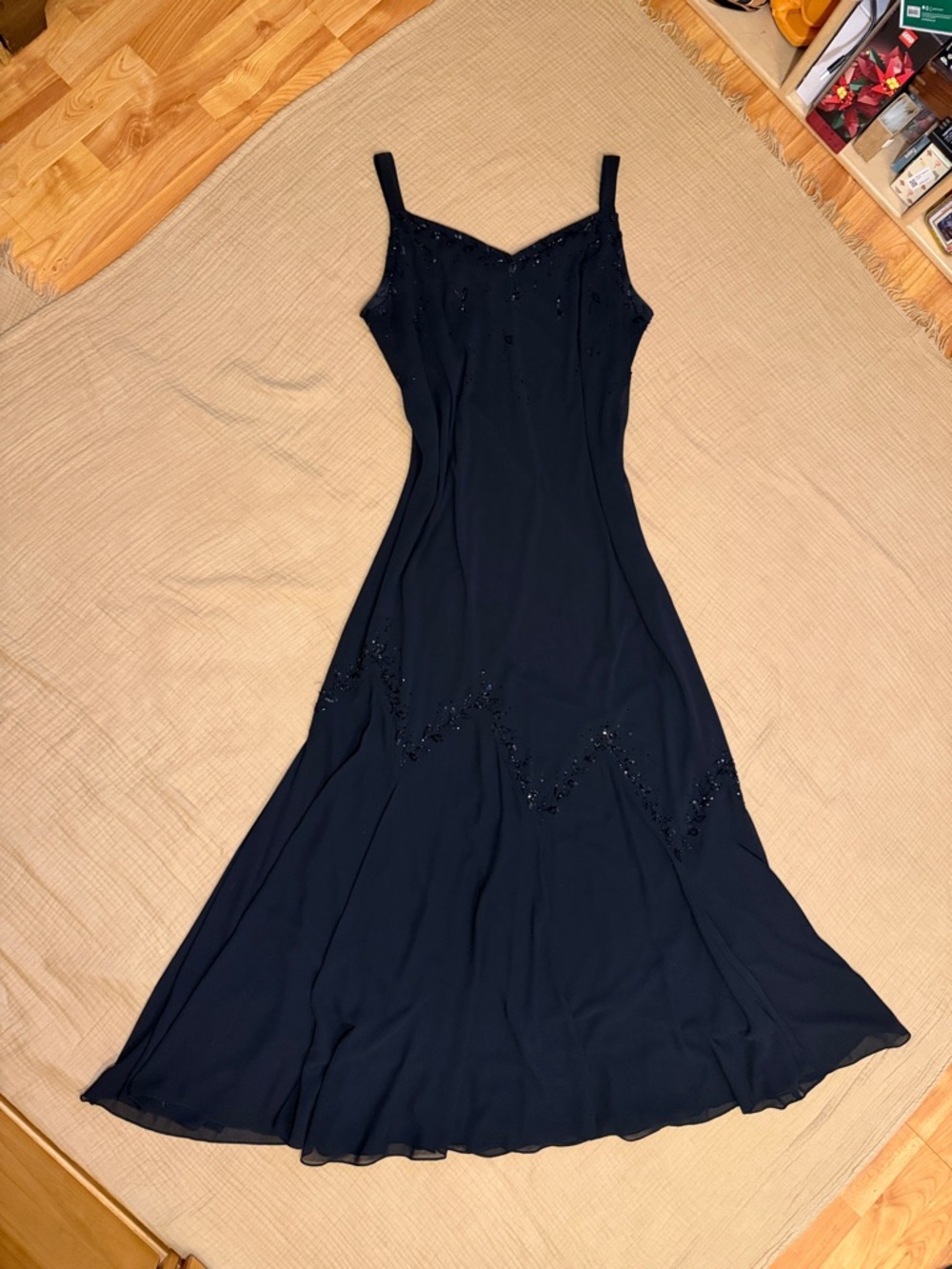 Vintage Xscape by Joanna Chen Black Sleeveless Full Length Beaded Evening Dress